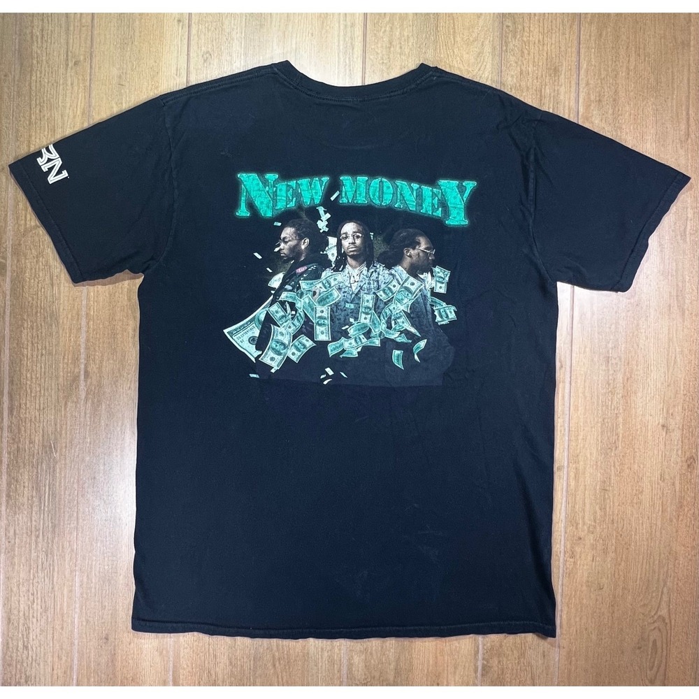 YRN New Money Graphic T Shirt Black‎ Short Sleeve Hip Hop Rap Tee